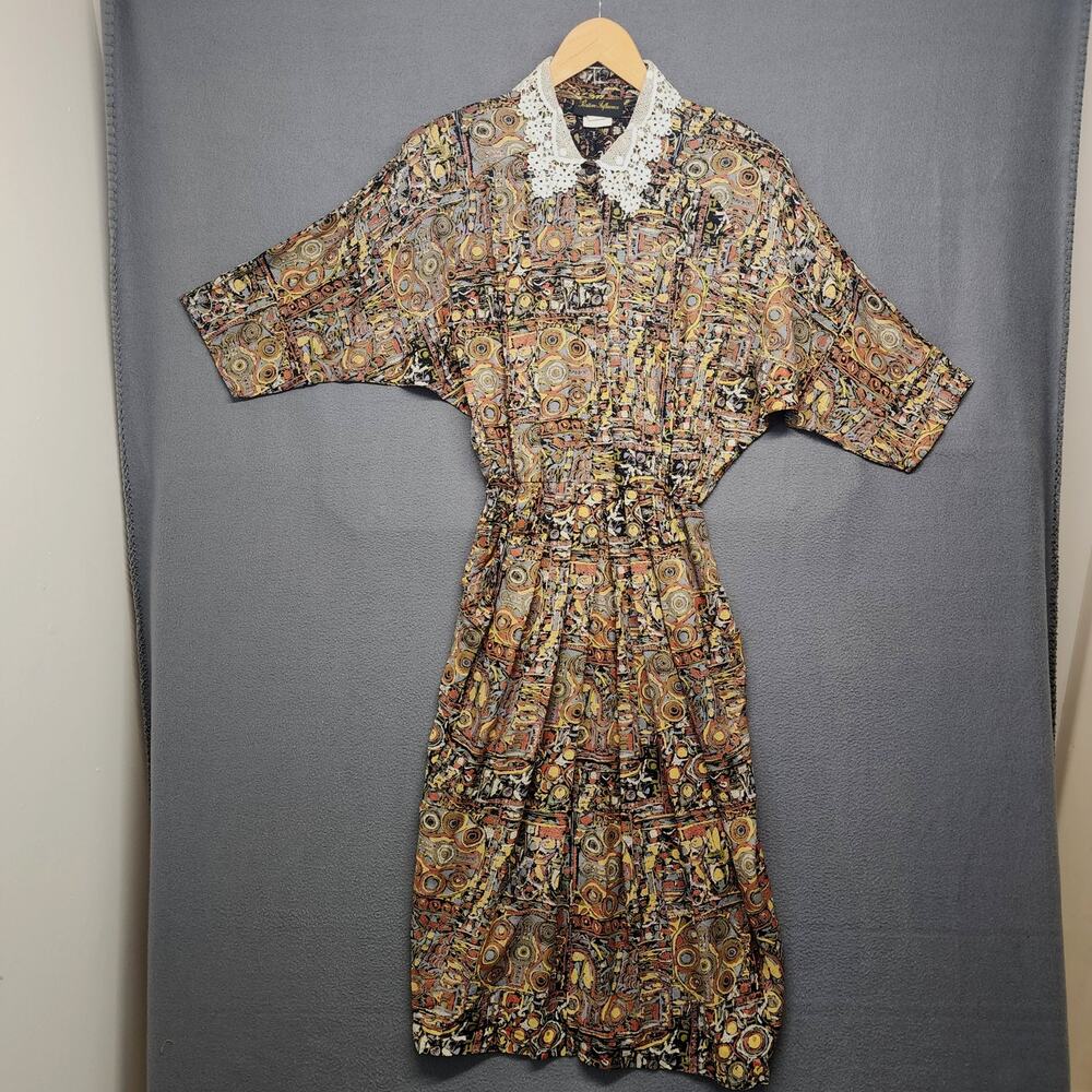 Vintage Dress Positive Influence Cottage Classic Dolman Sleeve Pockets Made USA